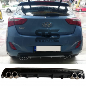 Hyundai i30 Difüzör Arka Tampon Eki 4 Egzoz Çıkışlı Siyah Lüx Tip thumbnail 1