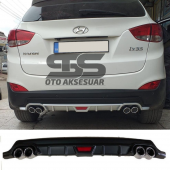 Hyundai ix35 Difüzör Arka Tampon Eki 4 Egzoz Çıkışlı Siyah Tip - 1