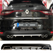 Renault Megane 4 Difüzör Arka Tampon Eki 2 Egzoz Çıkışlı Gri Lüx Tip - 1