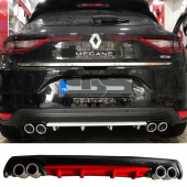 Renault Megane 4 Difüzör Arka Tampon Eki 4 Egzoz Çıkışlı Kırmızı Lüx Tip thumbnail 1