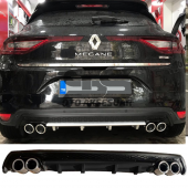 Renault Megane 4 Difüzör Arka Tampon Eki 4 Egzoz Çıkışlı Siyah Lüx Tip - 1