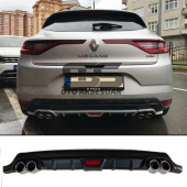 Renault Megane 4 HB Difüzör Arka Tampon Eki 4 Egzoz Çıkışlı Siyah Tip thumbnail 1