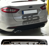 Ford Mondeo MK4 Difüzör Arka Tampon Eki 2 Egzoz Çıkışlı Gri Lüx Tip thumbnail 1