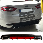Ford Mondeo MK4 Difüzör Arka Tampon Eki 2 Egzoz Çıkışlı Kırmızı Lüx Tip thumbnail 1
