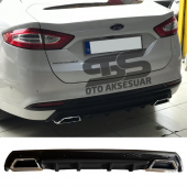 Ford Mondeo MK4 Difüzör Arka Tampon Eki 2 Egzoz Çıkışlı Siyah Lüx Tip - 1