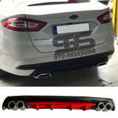 Ford Mondeo MK4 Difüzör Arka Tampon Eki 4 Egzoz Çıkışlı Kırmızı Lüx Tip thumbnail 1