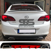 Opel Astra J Difüzör Arka Tampon Eki 2 Egzoz Çıkışlı Kırmızı Lüx Tip thumbnail 1