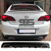 Opel Astra J Difüzör Arka Tampon Eki 2 Egzoz Çıkışlı Siyah Lüx Tip - 1