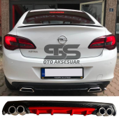 Opel Astra J Difüzör Arka Tampon Eki 4 Egzoz Çıkışlı Kırmızı Lüx Tip thumbnail 1