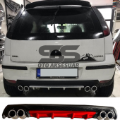 Opel Corsa  C Difüzör Arka Tampon Eki 4 Egzoz Çıkışlı Kırmızı Lüx Tip thumbnail 1