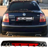 Volkswagen Passat B5 Difüzör Arka Tampon Eki 4 Egzoz Çıkışlı Kırmızı Lüx Tip - 1