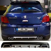 Peugeot 307 Difüzör Arka Tampon Eki 2 Egzoz Çıkışlı Gri Lüx Tip thumbnail 1