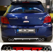 Peugeot 307 Difüzör Arka Tampon Eki 4 Egzoz Çıkışlı Kırmızı Lüx Tip thumbnail 1