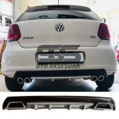 Volkswagen Polo MK5 Difüzör Arka Tampon Eki 2 Egzoz Çıkışlı Gri Lüx Tip thumbnail 1