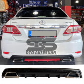 Toyota Corolla 2007-2012 Difüzör Arka Tampon Eki 2 Egzoz Çıkışlı Siyah Lüx Tip thumbnail 1
