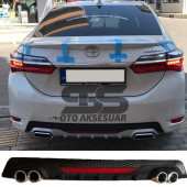 Toyota Corolla 2013-2018 Difüzör Arka Tampon Eki 4 Egzoz Çıkışlı Siyah Reflektörlü thumbnail 1