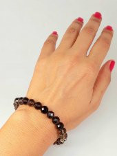 Dumanlı Kuvars Taşı Faset Kesim 8mm Unisex Bileklik (42510-tek) thumbnail 3