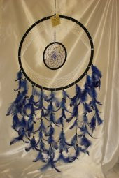 Dream Catcher Düş Kapanı El İşi Hand Made Rüya Kapanı Mavi Büyük - 12