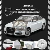 Audi A4 Oto Araç Kapı Koruma Fitili 5metre Parlak Beyaz Renk - 1