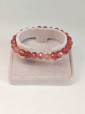 Çilek Kuvars Taşı Faset Kesim 8mm Unisex Bileklik (42505-tek) thumbnail 1