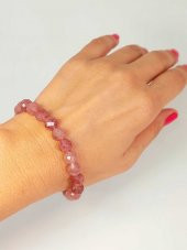 Çilek Kuvars Taşı Faset Kesim 8mm Unisex Bileklik (42505-tek) thumbnail 3