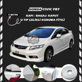 Honda Civic FB7 Oto Araç Kapı Koruma Fitili 5metre Parlak Beyaz Renk thumbnail 1