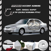 Hyunda Accent Admire Oto Araç Kapı Koruma Fitili 5metre Parlak Beyaz Renk thumbnail 1