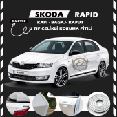 Skoda Rapid Oto Araç Kapı Koruma Fitili 5metre Parlak Beyaz Renk thumbnail 1
