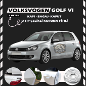 Volksvogen Golf 6 Oto Araç Kapı Koruma Fitili 5metre Parlak Beyaz Renk thumbnail 1