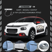 Citroen C3 Oto Araç Kapı Koruma Fitili 5metre Parlak Gri Renk thumbnail 1