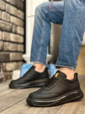 BA0327 BOA Siyah Kalın Yüksek Taban Bağcıklı Spor Erkek Ayakkabı thumbnail 2