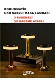 Şarj Edilebilir Kablosuz LED Masa Lambası, Dokunmatik Sensörlü, 3 Seviyeli , Komodin Restoran Fener - 1