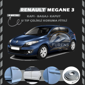 Renault Megane 3 Oto Araç Kapı Koruma Fitili 5metre Parlak Gri Renk thumbnail 1