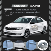 Skoda Rapid Oto Araç Kapı Koruma Fitili 5metre Parlak Gri Renk thumbnail 1