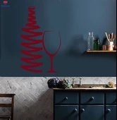 Dekoratif Duvar Sticker Şarap Şişesi Kadehi Mutfak Çıkartmaları Için Ev Şaraphanesi thumbnail 1