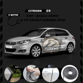 Citroen C4 Oto Araç Kapı Koruma Fitili 5metre Parlak Siyah Renk - 1