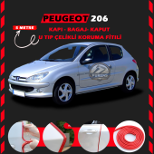 Peugeot 206 Oto Araç Kapı Koruma Fitili 5metre Parlak Kırmızı Renk - 1
