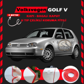 Volksvogen Golf 4 Oto Araç Kapı Koruma Fitili 5metre Parlak Kırmızı Renk - 1