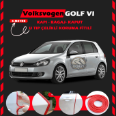 Volksvogen Golf 6 Oto Araç Kapı Koruma Fitili 5metre Parlak Kırmızı Renk thumbnail 1