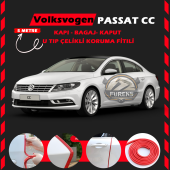 Volksvogen Passat cc Oto Araç Kapı Koruma Fitili 5metre Parlak Kırmızı Renk - 1