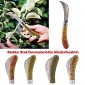 Aşı Bıçağı Profesyonel Çelik Eğri Uçlu Bağ Ağaç Budama Aşı Çakısı 195 mm Renk Seçenekli Saplı Bıçak - 3
