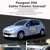 Peugeot 206 Parlak Siyah Yalancı Çakma Sahte Sunroof - 1