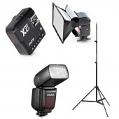 Godox TT685II-C Canon Flaş Full Set (Tepe Flaş + X2T-C Tetikleyici + Işık Ayağı + 20x30 Softbox) - 1