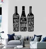 Dekoratif Duvar Sticker Mutfak Alıntı Kelimeler Şarap Şişesi Bar Içme Çıkartmaları thumbnail 1