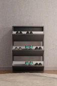 AEKA AE-1078 Vizyon Ayakkabılık Duvara Monte Edilebilir, Antrasit Düşer Kapak, 3 Kapaklı, 6 Raflı, 110 cm thumbnail 5