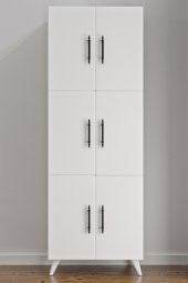 AEKA Ae-3010 Nehir Beyaz Çok Amaçlı Mutfak Dolabı & Banyo Dolabı, Kiler Dolabı, 6 Kapaklı,6 Raflı,ayaklı - 1