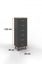 AEKA Ae-3038 Belinda 6 Çekmeceli Şifonyer Antrasit Gri Komodin - 3