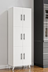 AEKA AE-3010 Nehir Beyaz Çok Amaçlı Mutfak Dolabı&Banyo Dolabı,Kiler Dolabı, 6 Kapaklı, 6 Raflı - 2