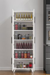 AEKA AE-3010 Nehir Beyaz Çok Amaçlı Mutfak Dolabı&Banyo Dolabı,Kiler Dolabı, 6 Kapaklı, 6 Raflı - 4