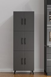 AEKA AE-3010 Nehir Antrasit Gri Çok Amaçlı Mutfak Dolabı & Banyo Dolabı, Kiler Dolabı, 6 Kapaklı,6 Raflı - 2